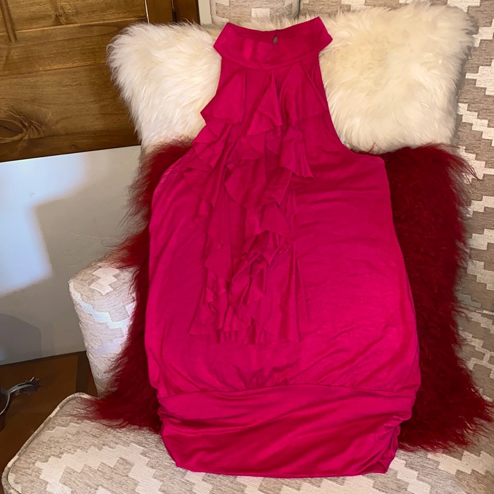 Voll Sleeveless Ruffled High Neck Jersey Top Sz S